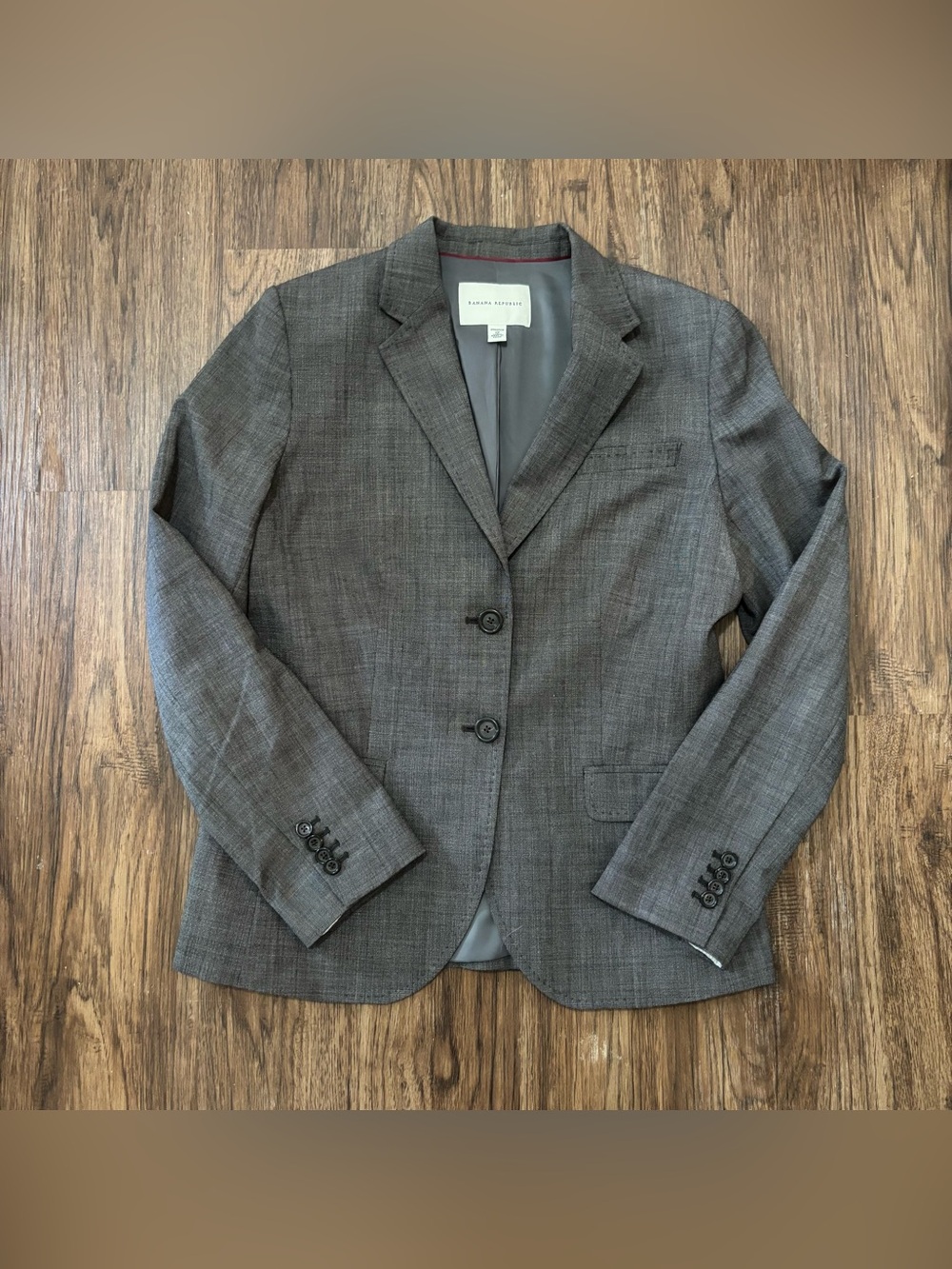 Banana Republic Gray Wool Blend Stretch Tailored Blazer Jacket Size 12